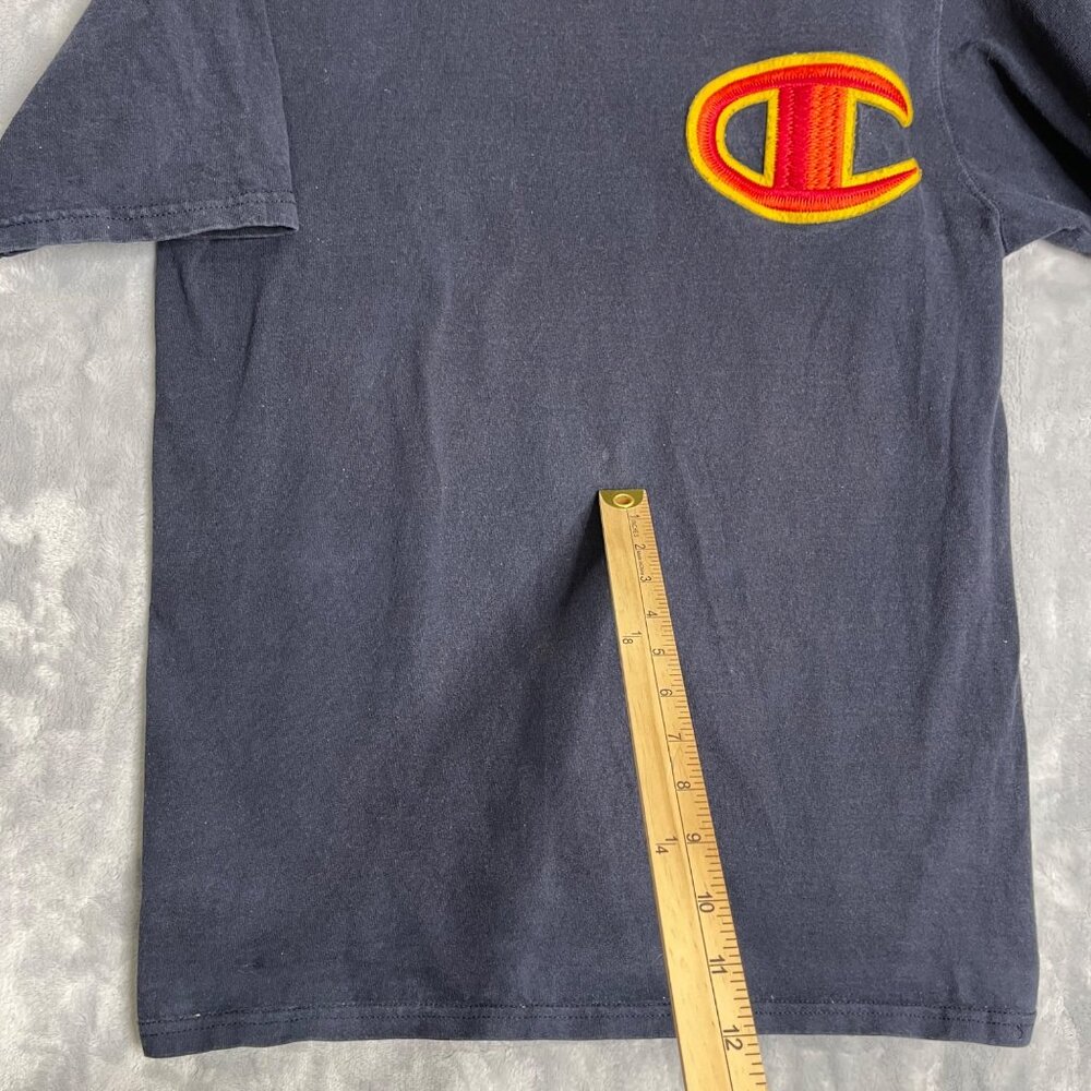 Vintage Champion Big C Logo Embroidered T Shirt Mens M Navy Blue Sportswear‎ - Picture 5 of 8